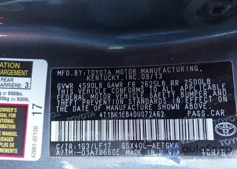 2013 Toyota Avalon Xle Premium из США, поврежденный, VIN 4T1BK1EB4DU072462